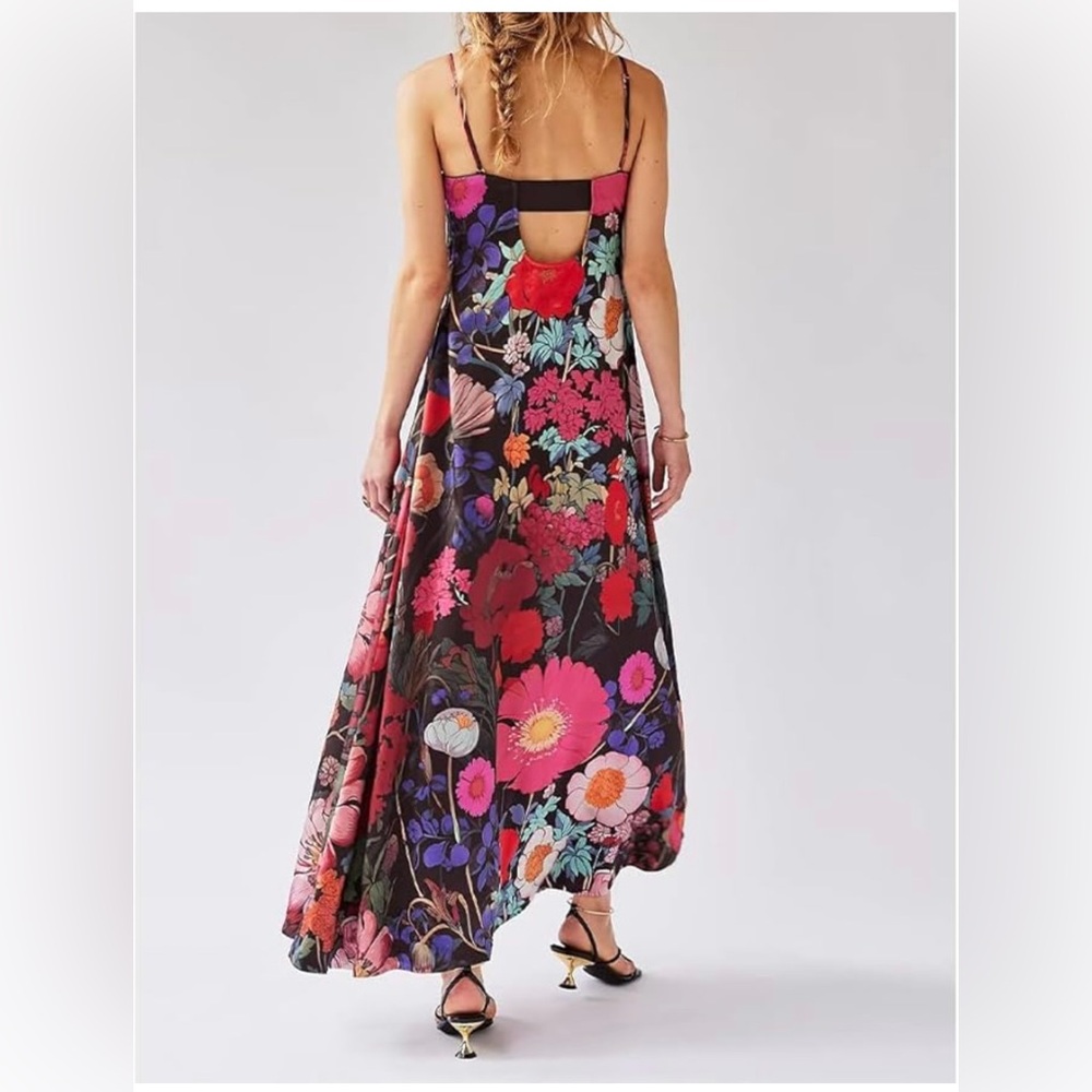 Floral Maxi Dress with Open Back